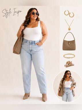 American Eagle High Rise Straight Leg Jeans 18 Long Light Wash Strigid Denim